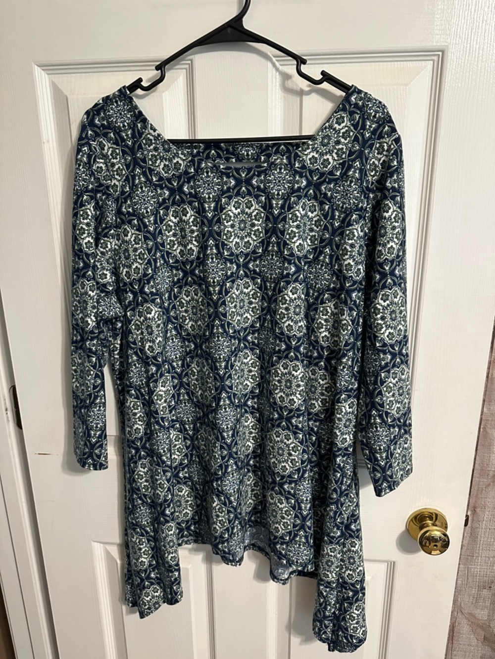 Westport Navy, White and Green Printed Tunic